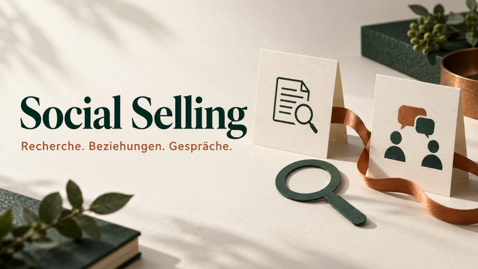 Redaktionelles Papiermotiv zu Social Selling mit einer Verbindung zwischen Gesprächspartnern